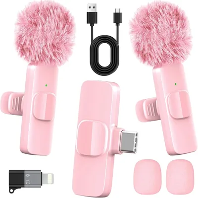 HONGJIEYUAN Pink Lavalier Mic - 65ft Range, Noise Cancellation Best Deal
