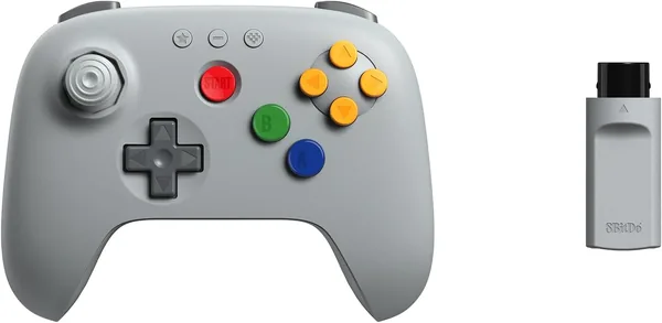 8BitDo 64 2.4G Wireless Controller for Original N64 Console, Analogue 3D, and Windows (Grey)