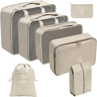 Organizador de Viagem Kit 7 Peças - Necessaire para Bagagem Roupas Cosméticos Higiene - Dobrável Impermeável Multius