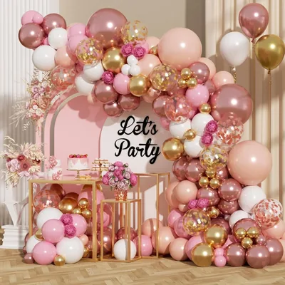 Rose Gold Balloons Garland Kit, 142PCS Nude Pink Metallic Decor