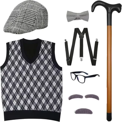 100 Days of School Costume Old Man Sweater Grandpa Costume Boys Best Deal