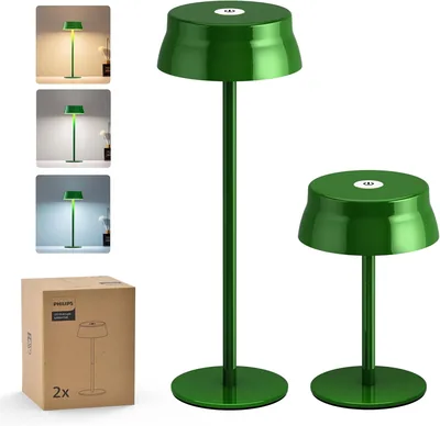 Lampe de bureau sans fil Philips, lampe de bureau LED portable pour extérieur, rechargeable, 2 hauteurs ajustables, tactile