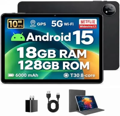 Hasskya 10 inch Tablet Android 15 GMS 18GB RAM 128GB