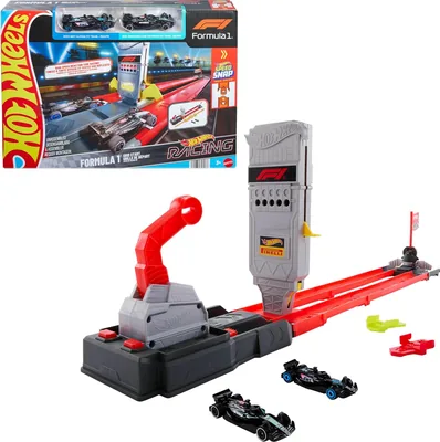 Hot Wheels Racing Formule 1 Grid Start Set met 2 Auto's | 2 Officieel Gelicentieerde F1 Die-cast Voertuigen in 1:64