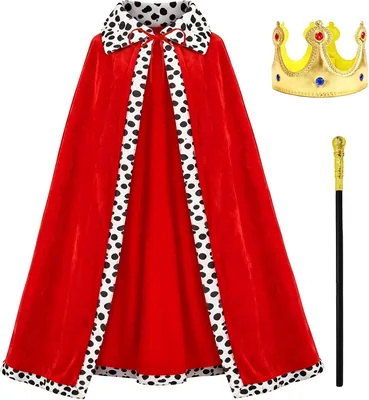 King Costume Red Robe Crown Scepter Set Best Deal