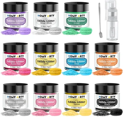 Homy Arty 11x4g Spray Pailleté Alimentaire sans Goût pour Boissons, Gâteaux, Champagnes et Cocktails