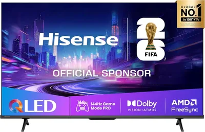 Hisense 43E7Q Pro - TV LED QD 43 pulgadas, Modo Juego 144Hz nativo, Hi-QLED, Dolby Vision. Atmos, AI Imágenes, Movimiento Suave
