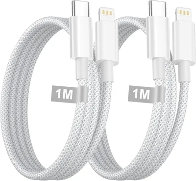 USB C naar Lightning Kabel 1M 2Stukken, MFi Gecertificeerd Nylon iPhone Opladkabel Type C PD Snel Opladen Kabel Geschikt voor