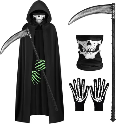 AOOWU Witch Costume - Cape, Gloves & Mask