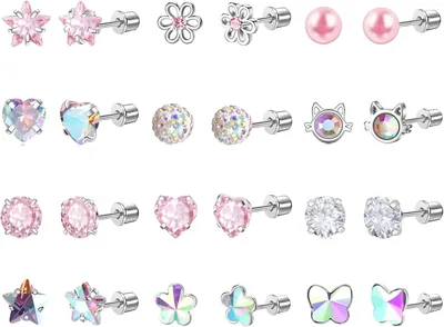 12 Pairs Toddler Flower Earrings Best Deal