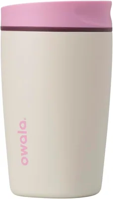 Owala SmoothSip Slider Insulado Taza de Café Reutilizable de Acero Inoxidable, Taza de Café Caliente para Viajar, Libre de BPA, 12 oz