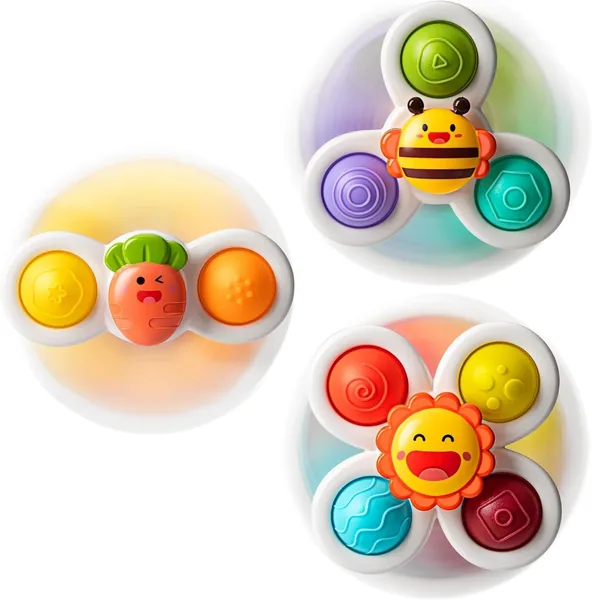 SKY-TOUCH 3PCS Suction Cup Spinner Toys for Toddlers