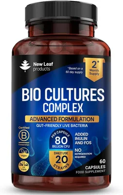 Ekologiska kulturer 80 miljarder CFU: 20 levande stammar - Gut Health Suppments för dam och herr - 2 månaders leverans - inkl
