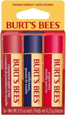 Zestaw balsamów do ust Burt's Bees Winter Wonder - Jabłko-cynamon, Wanilia, Mięta pieprzowa