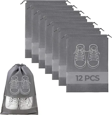 AMERTEER 12-Pack Large Travel Shoe Bags - Waterproof Organizer Pouch