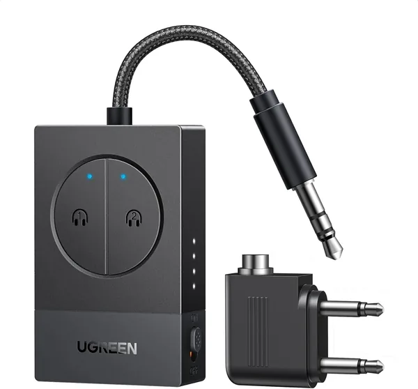 UGREEN Airplane Bluetooth 5.4 Adapter for 2 Airpods or Headphones