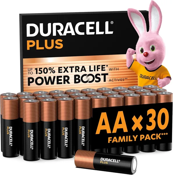 Duracell Plus AA Batteries, 30 Pieces