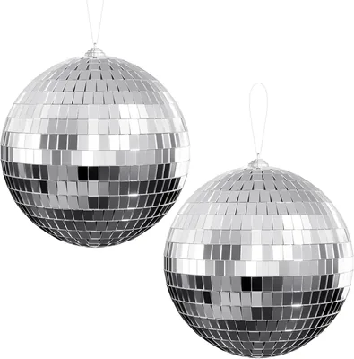 Youdepot Disco Ball 4 Inch 2-Pack Silver Mirror Balls with Hanging Strings Best Deal