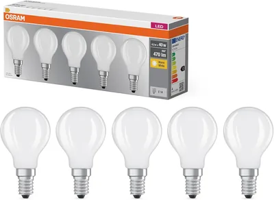 Osram LED Glühfadenbasis P40 Mini Ball 4.2 W 827 2700 K Warmweiß E14 Matt 470 lm Sofortige Lichtausschaltung 100% Leuchtstärke