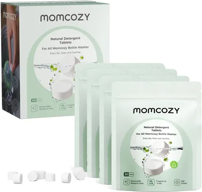 Momcozy Pastiglie Lavabiberon Ufficiali - Ingredienti Naturali e Sicuri, Senza Profumo né Coloranti, Compatibili con Tutti i Biberon
