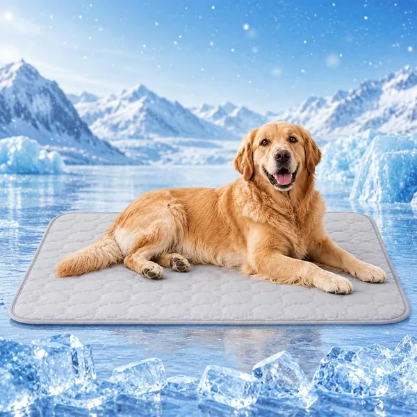 MOAZIFI Dog Cooling Mat XL Gris - Mat de refroidissement pour chien grand format, 100 x 75 cm, couverture de réconfort intérieur