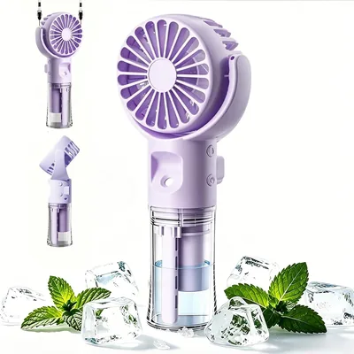 Mini Ventilateur Portable avec Nébulisation, 4 Niveaux de Vitesse Réglables et Brumisation d'Eau, Silencieux pour Bureau ou Voyage - Meilleure Offre