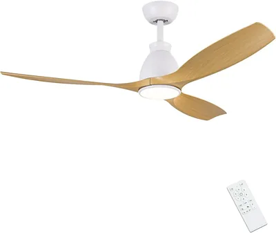 Ventilateur de plafond Newday en bois avec 3 pales, 132 cm - Éclairage et télécommande silencieuse