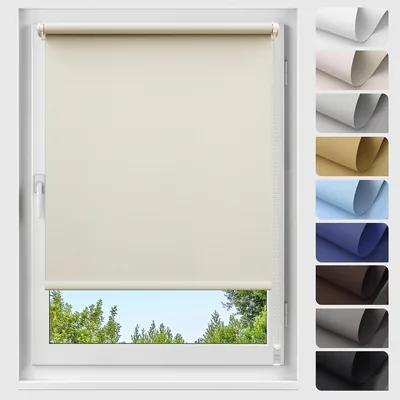 Allesin Blackout Rollladen, Kein Bohren, Creme, W 110 x H 200 cm, Thermischer Rollladen Klemmfix