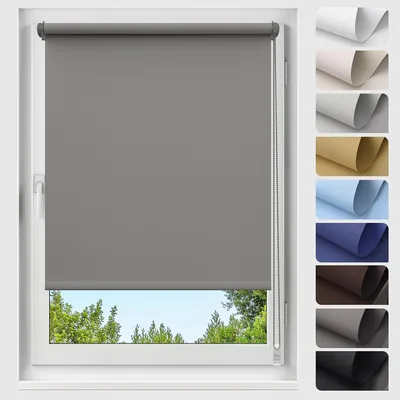 Allesin Blackout Roller Blind, Klemmfix, 105 x 210 cm, Grau