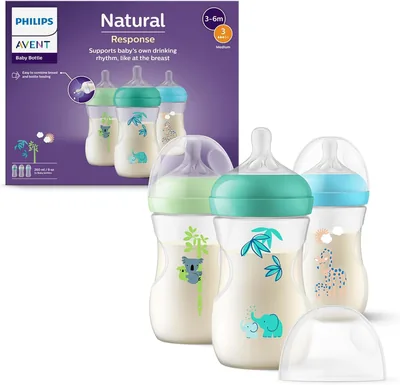 Butelki do picia Philips Avent Natural Response 260 ml, smoczek średni przepływ, zestaw 3 szt. | Najlepsza cena