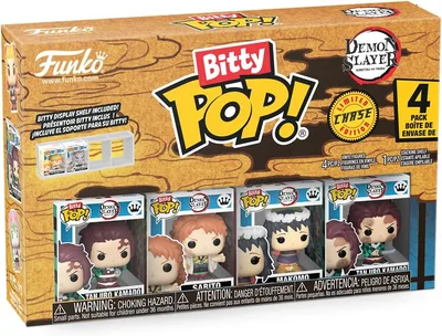 Funko Bitty POP! Demon Slayer - Tanjiro - 4 sztuki - 0,9 cala (2,2 cm) - figurki do kolekcjonowania z półką na wyświetlacz