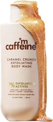 mCaffeine 7% एक्सफ़ोलिएटिंग बॉडी वॉश 300ml | 1% सलाइसिक & 2% लैक्टिक एसिड | गर्मियों के लिए सूखी त्वचा | शरीर के अंदाज़ में कमी करता है