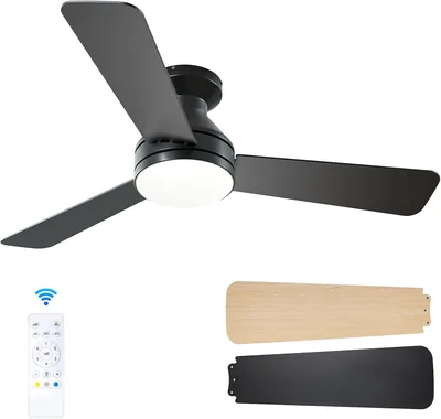 Ventilateur Passky avec Lumière Silencieuse 42 Pouces Télécommande Réversible Moteur DC 3 Couleurs Réglages Fonction Été-Hiver 6 Vitesses