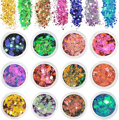 Paillettes pour le visage Festival 12 couleurs Accessoires Festival Maquillage Corps et Visage
