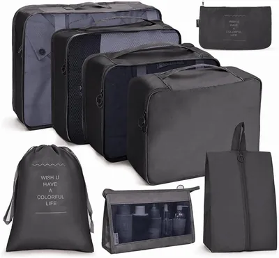 Nexso Black Travel Organizer 8Pcs Set - Best Deal