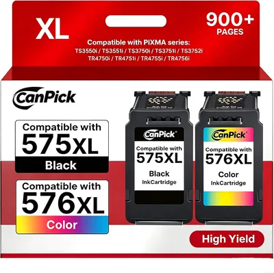 Cartouche d'encre compatible XL 575 576 pour Canon, lot de 2