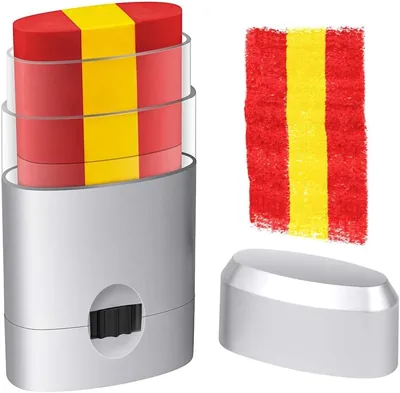 Pintacaras ALIIP Bandera de España, Maquillaje Facial con Bandera Española, Varitas de Crayón Striadas Amarillas y Rojas para Adultos y Niños