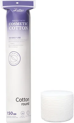 إزالة المكياج بقطعات القطن سكاي تاच 100% قطن، 150 قطعة من الأقمشة الدائرية الناعمة. مناسبة للبشرة الحساسة، إزالة لطيفة للمكياج