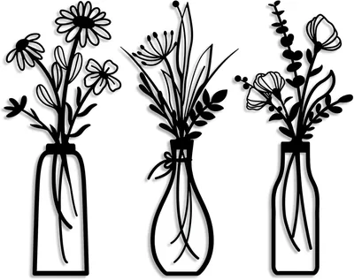 Flores de Metal para Pared 3 Piezas, Decoración Rústica Minimalista, Siluetas Florales