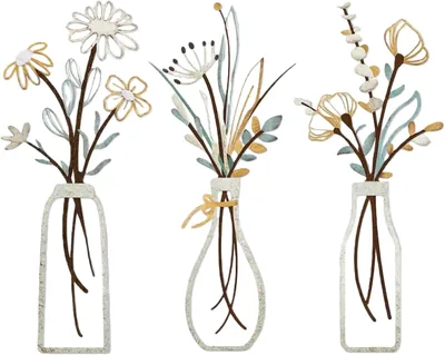 Flores de Metal para Pared 3 Piezas - 12% Descuento