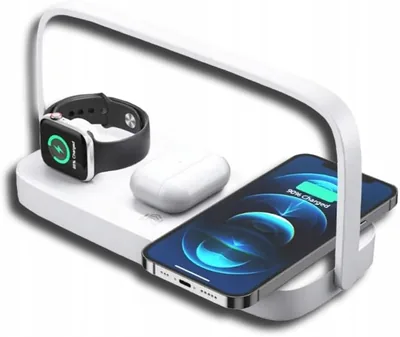 Ładowarka indukcyjna INfloo 3w1 z lampką LED - bezprzewodowa stacja do iPhone, Apple Watch, iPods - USB-C, 15W, minimalistyczna