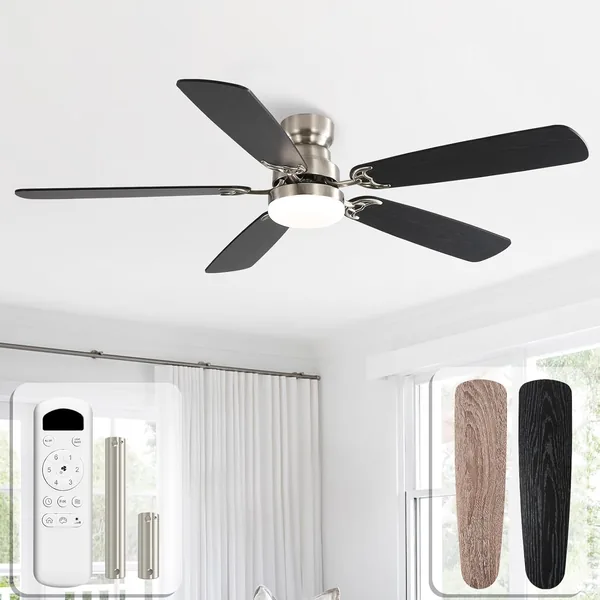 Sofucor Plafond Ventilateur avec Lumière, 132 cm Ventilateur LED Dimmable, Télécommande, 6 Vitesses, Silencieux DC Reversible, Timer pour Chambre à Coucher - Meilleur Prix