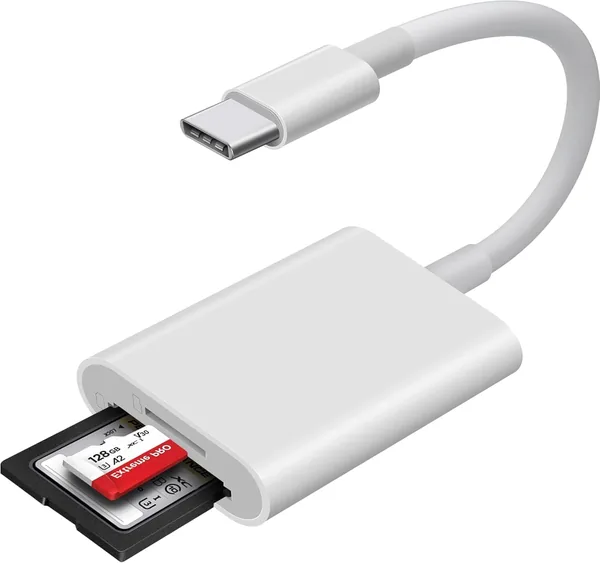 C-2 USB C SD Card Reader, Dual Slots for iPhone 15 16 Pro iPad Mac MacBook Laptop Android, High-Speed Trail Camera Memory Card Reader, Plug & Play