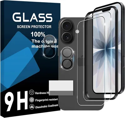 Cronincards iPhone 17用 強化ガラス スクリーンプロテクター (2枚組) + レンズ保護フィルム [ガイドフレーム付き] 最安値