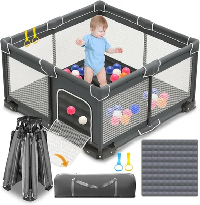 Hushluff Laufstall Baby Faltbar mit Matte & Tragetasche - 25% Rabatt