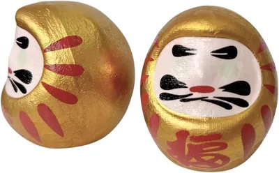 Amuleto Daruma Japonés Dorado de 5 cm - Riqueza y Éxito Financiero - 2 Piezas