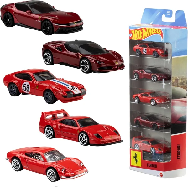 Hot Wheels Ferrari 5-Pack 1:64 Scale Metal Toy Cars