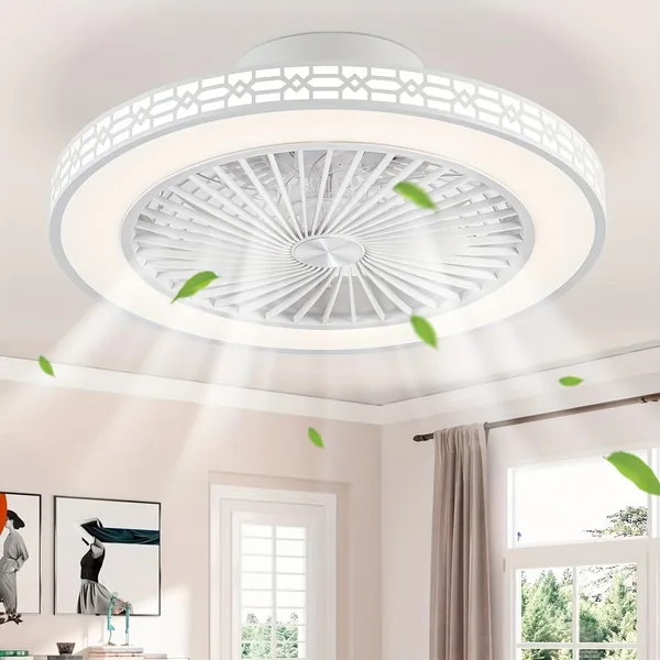 LMiSQ Ventilateur de Plafond Ultra Fin 48 cm 3 Couleurs Réglable 6 Vitesses Inversible avec Timer et Mémoire - Meilleur Prix