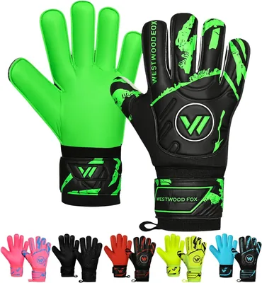 WESTWOOD FOX Goalkeeper Handschuhe, Fingerbeschützer Fußballtorwarthandschuhe für Kinder, Jugendliche und Erwachsene, Starker Griffpalme Dumbo Latex
