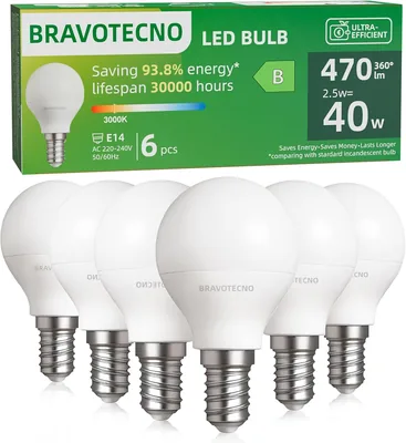 Bravotecno E14 LED Bulb, 2.5W, 470LM, Warm White